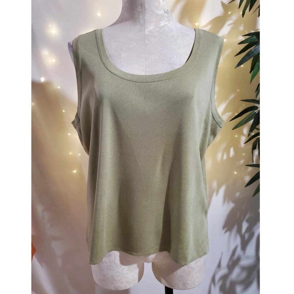 Exclusively Misook Knit Tank Top Womens Size XLP Sage Green Layer Office Career